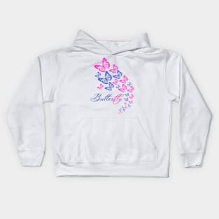 BLUE AND PINK BUTTERFLY Kids Hoodie